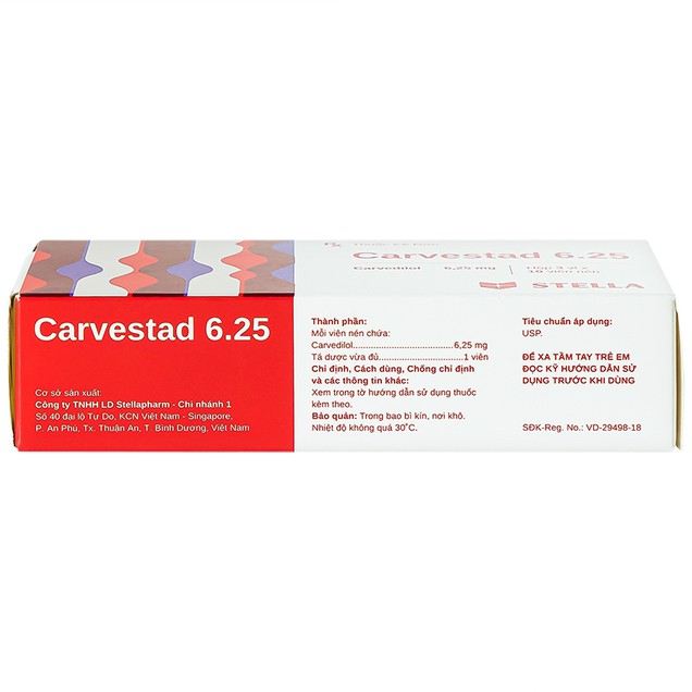 Thuốc Carvestad 6.25mg Stella điều trị tăng huyết áp (3 vỉ x 10 viên)