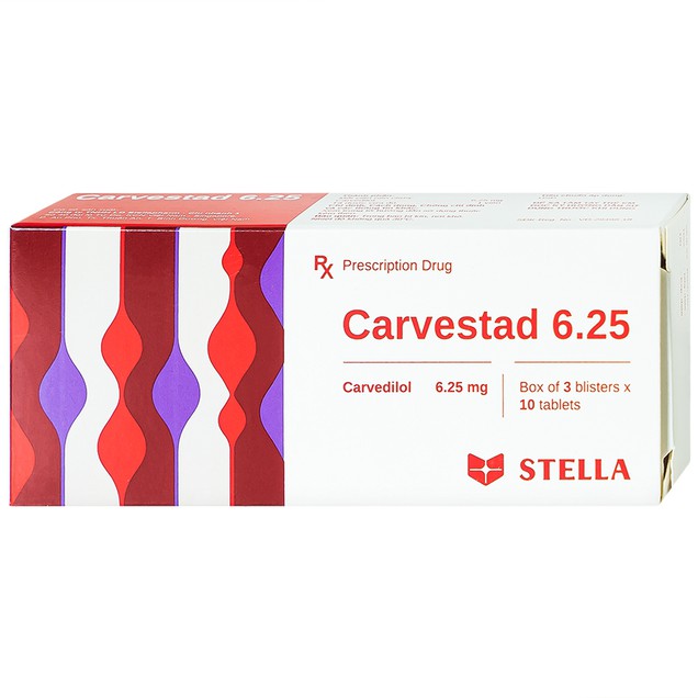 Thuốc Carvestad 6.25mg Stella điều trị tăng huyết áp (3 vỉ x 10 viên)