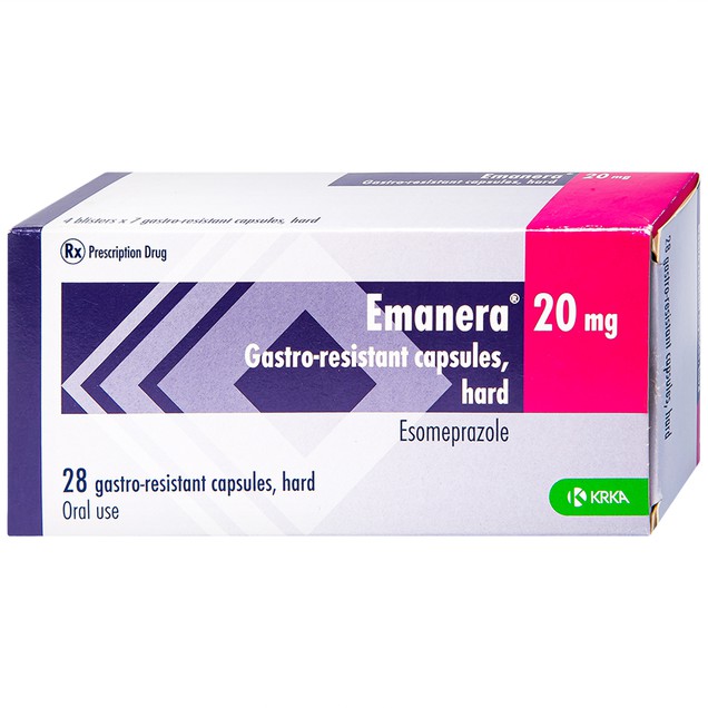 Thuốc Emanera 20mg KRKA điều trị trào ngược dạ dày và viêm loét dạ dày (28 viên)