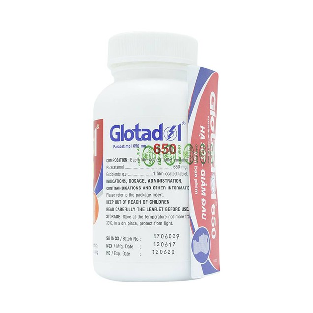 Thuốc Glotadol 650mg Abbott giúp giảm đau, hạ sốt (200 viên)