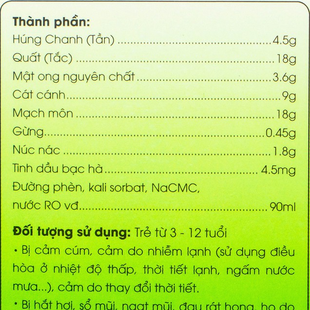 Siro Ho Cảm Ích Nhi 3+ Nam Dược hỗ trợ giải cảm, giảm ho, tiêu đờm (90ml)