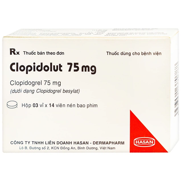 Thuốc Clopidolut 75mg Hasan ngăn ngừa đột quỵ, nhồi máu cơ tim (3 vỉ x 14 viên)
