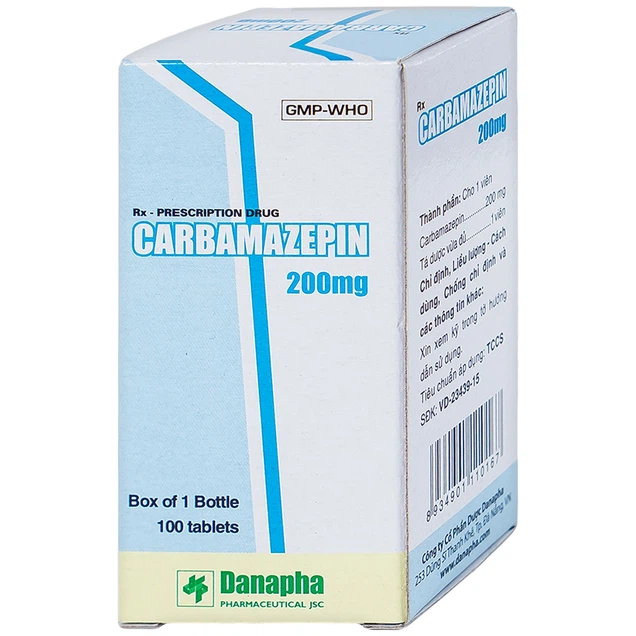 Thuốc Carbamazepin 200mg Danapha điều trị bệnh động kinh (100 viên)