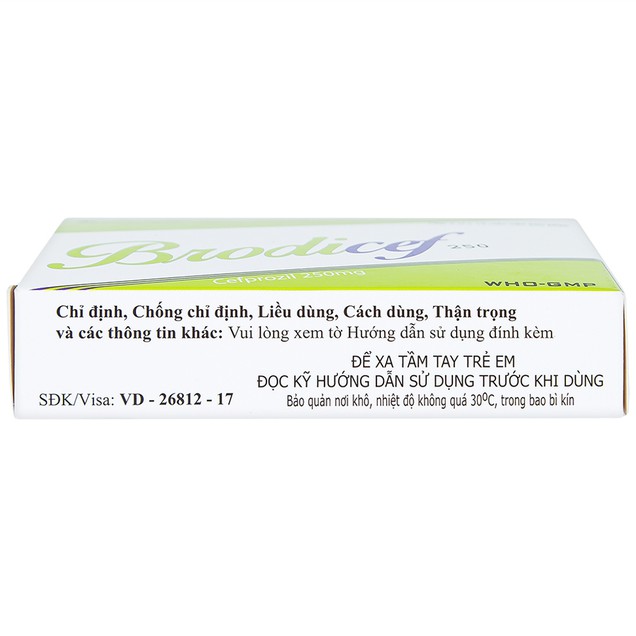 Thuốc Brodicef 250mg Hataphar điều trị nhiễm trùng nhẹ, trung bình (2 vỉ x 15 viên)