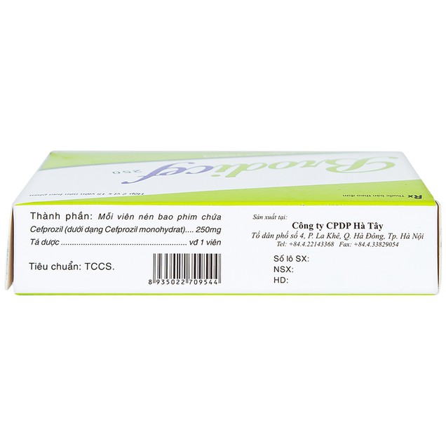 Thuốc Brodicef 250mg Hataphar điều trị nhiễm trùng nhẹ, trung bình (2 vỉ x 15 viên)