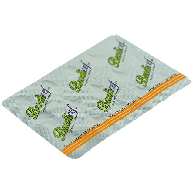 Thuốc Brodicef 250mg Hataphar điều trị nhiễm trùng nhẹ, trung bình (2 vỉ x 15 viên)
