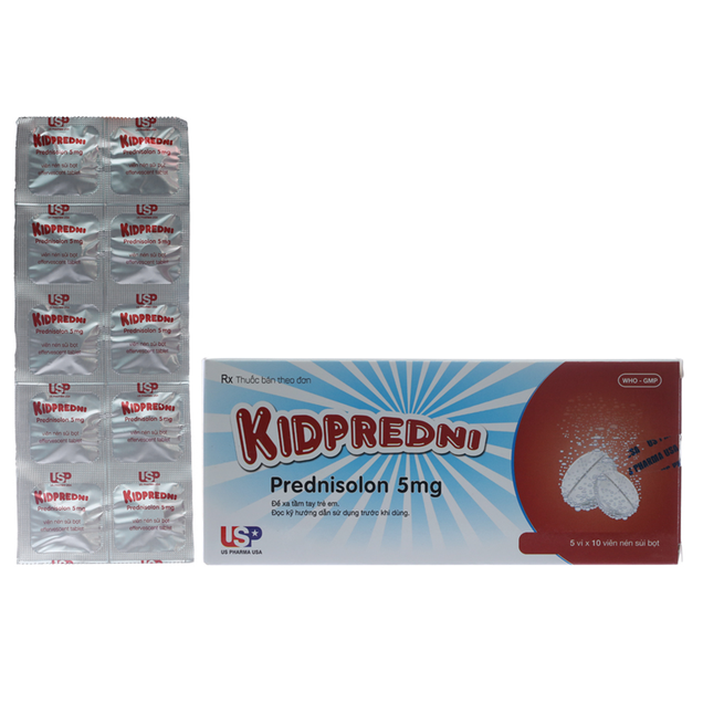 Thuốc Kidpredni 5mg USP hỗ trợ chống viêm, chống dị ứng và ức chế miễn dịch (50 viên)
