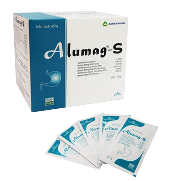 Thuốc Alumag-S Agimexpharm điều trị viêm loét dạ dày, tá tràng (20 gói x 15g)