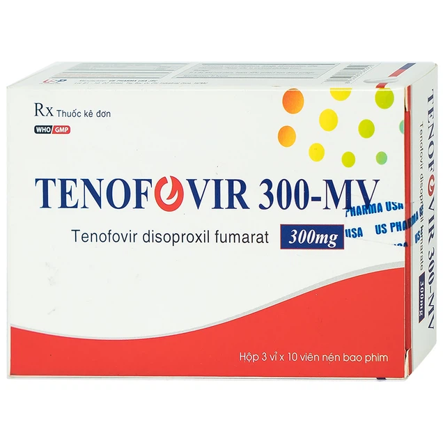 Thuốc Tenofovir 300-MV USP điều trị nhiễm HIV-1, dự phòng phơi nhiễm HIV (30 viên)