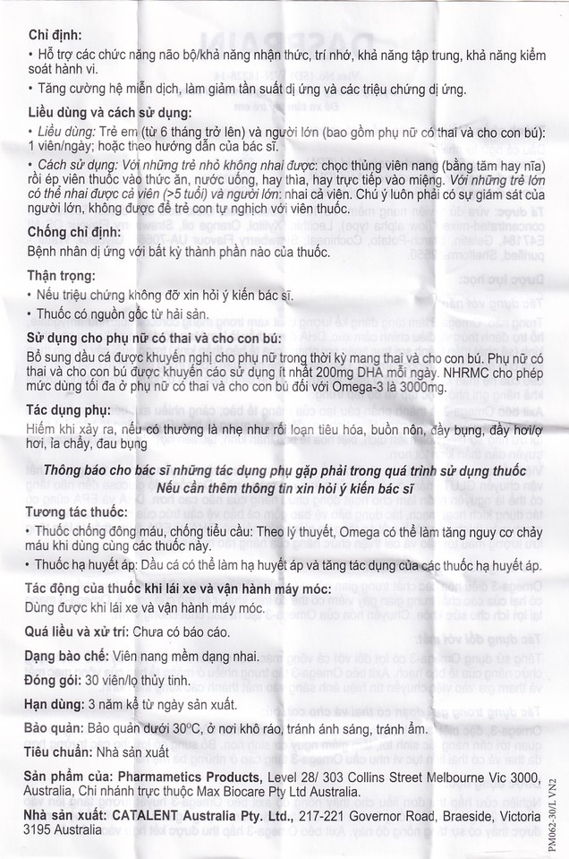 Thuốc Dasbrain Pharmametics hỗ trợ các chức năng não bộ (30 viên)