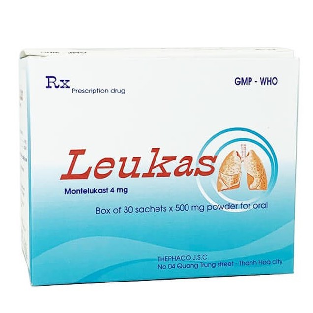 Thuốc Leukas 4mg Thephaco phòng và điều trị hen phế quản mãn tính (30 gói)