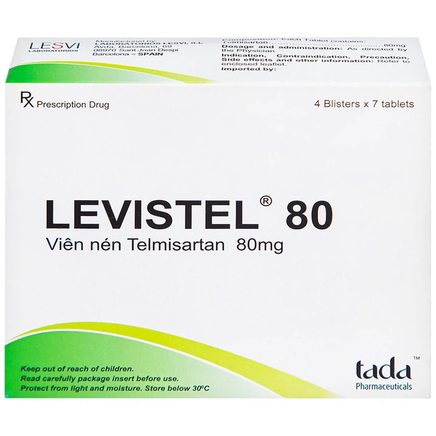 Thuốc Levistel 80mg Lesvi điều trị tăng huyết áp, suy tim (4 vỉ x 7 viên)