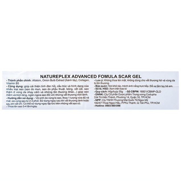 Gel Natureplex Scargel cải thiện tính đàn hồi, cấu trúc và hình dạng của nhiều loại sẹo (35g)