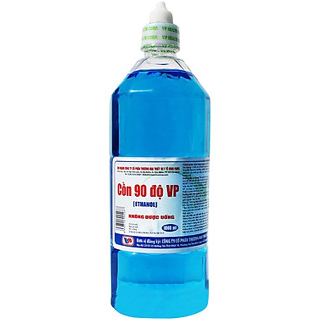 Cồn 90 độ VP màu xanh hỗ trợ tiệt trùng các dụng cụ y tế (1000ml)