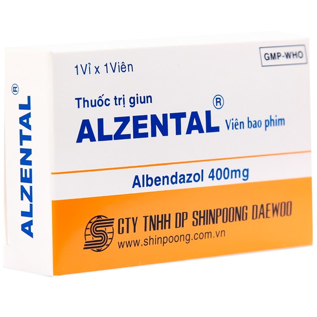 Thuốc Alzental 400mg Shinpoong Deawoo hỗ trợ điều trị nhiễm giun (1 viên)