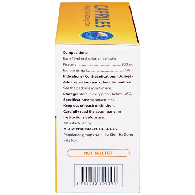 Thuốc Capriles 800mg Hà Tây điều trị thiếu máu não (20 ống x 10ml)