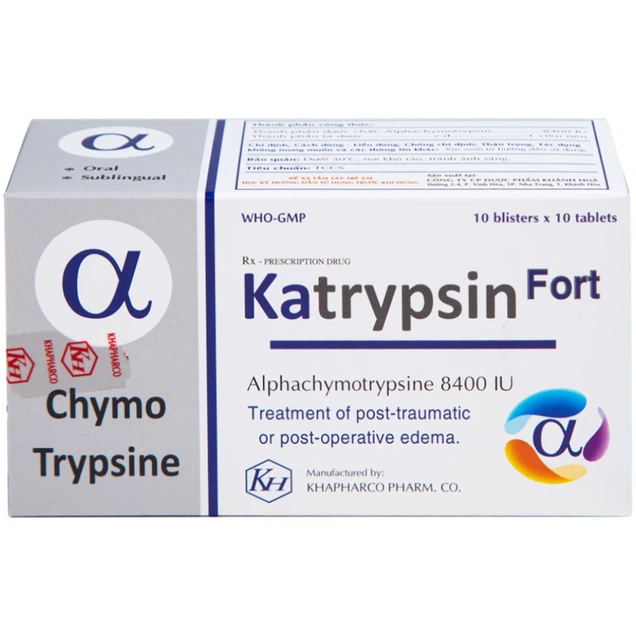 Thuốc Katrypsin Fort 8400iu Khánh Hoà điều trị phù nề sau chấn thương (100 viên)