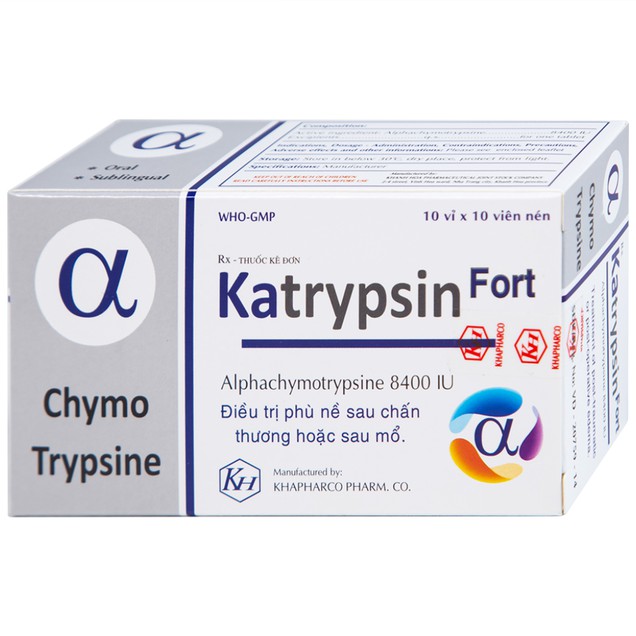Thuốc Katrypsin Fort 8400iu Khánh Hoà điều trị phù nề sau chấn thương (100 viên)