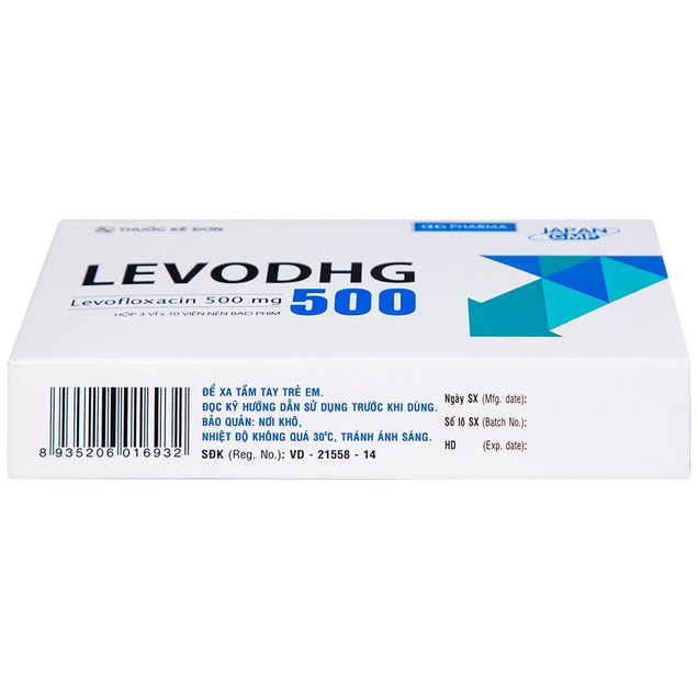 Thuốc Levodhg 500mg DHG điều trị nhiễm khuẩn (3 vỉ x 10 viên)