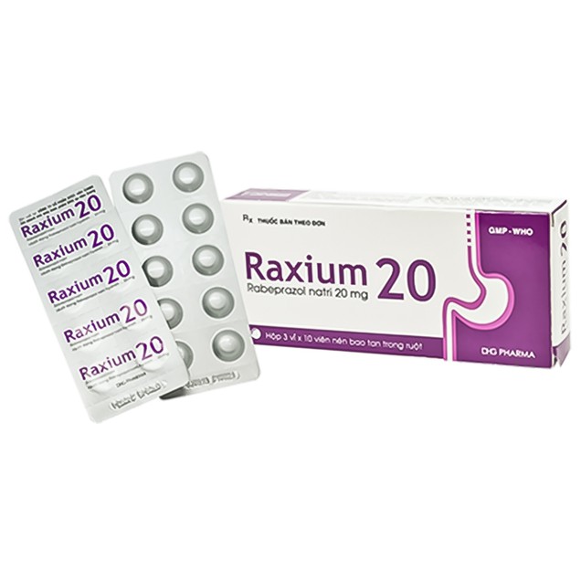 Thuốc Raxium 20mg DHG điều trị loét tá tràng, dạ dày lành tính (3 vỉ x 10 viên)
