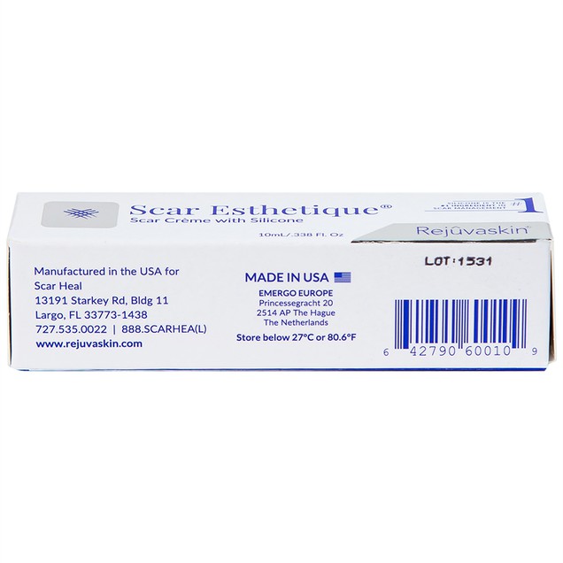 Kem Rejuvaskin Scar Esthetique Silicone hỗ trợ làm mờ sẹo, mờ vết thâm trên da (10ml)