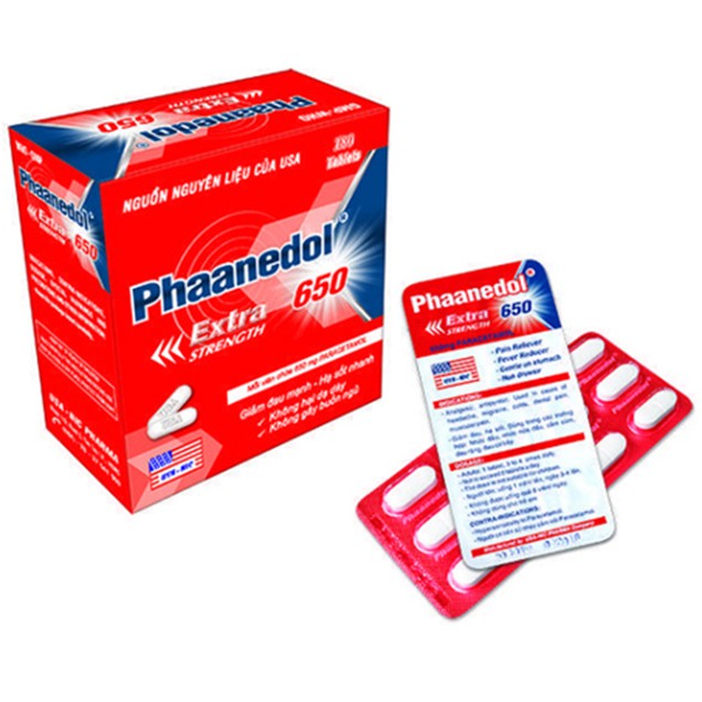 Thuốc Phaanedol Plus Extra Strengh 500/65 Usa-Nic Pharma giúp giảm đau, hạ sốt (180 viên)