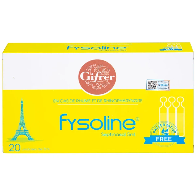 Nước muối sinh lý Fysoline Septinasal Gifrer hỗ trợ vệ sinh mũi cho bé (20 ống x 5ml)