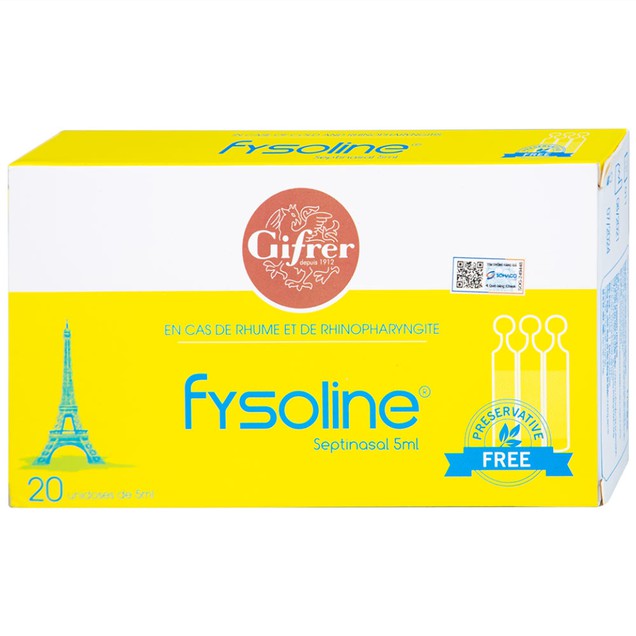 Nước muối sinh lý Fysoline Septinasal Gifrer hỗ trợ vệ sinh mũi cho bé (20 ống x 5ml)