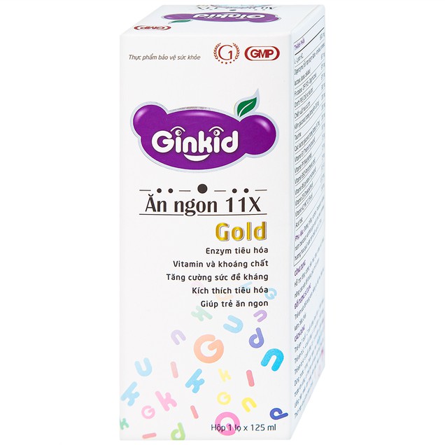 Siro Ginkid Ăn Ngon 11X Gold GINIC hỗ trợ kích thích tiêu hóa, giúp trẻ ăn ngon (125ml)