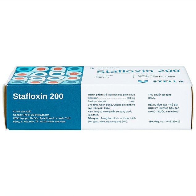Thuốc Stafloxin 200mg Stella điều trị viêm tuyến tiền liệt, lậu (20 viên)