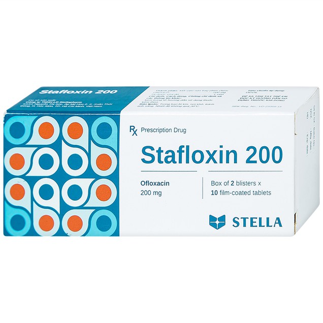 Thuốc Stafloxin 200mg Stella điều trị viêm tuyến tiền liệt, lậu (20 viên)