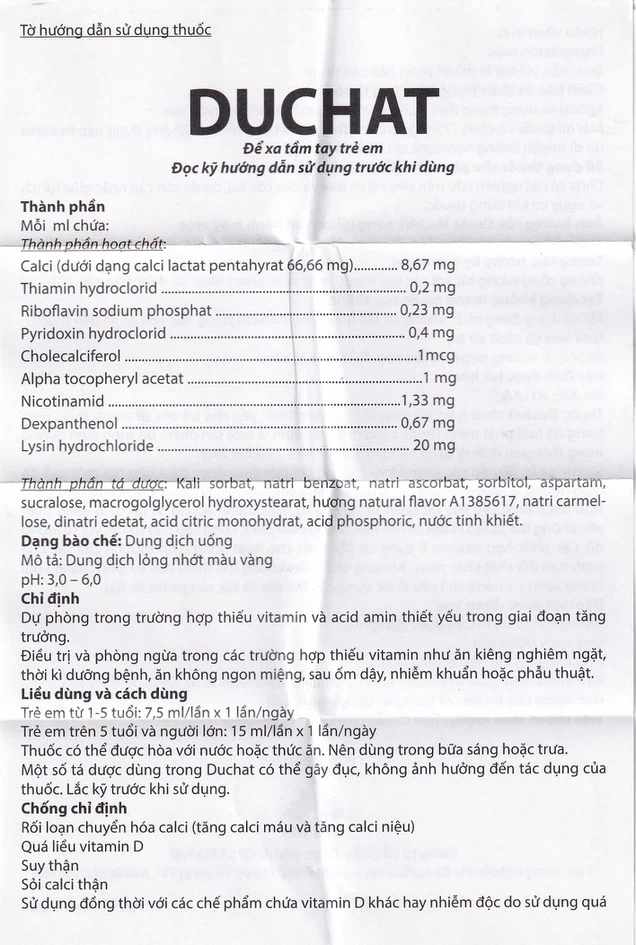 Thuốc Duchat CPC1 hỗ trợ điều trị thiếu vitamin (20 ống x 7.5ml)