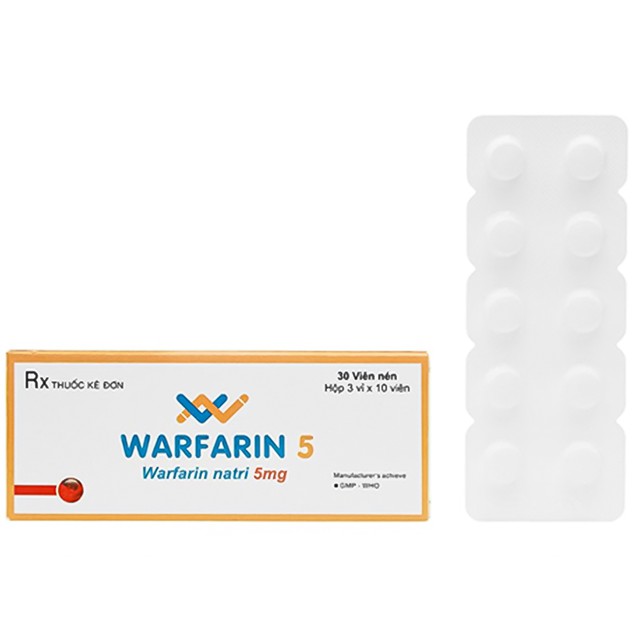 Thuốc Warfarin 5mg SPM điều trị ngắn hạn huyết khối tĩnh mạch (3 vỉ x 10 viên)