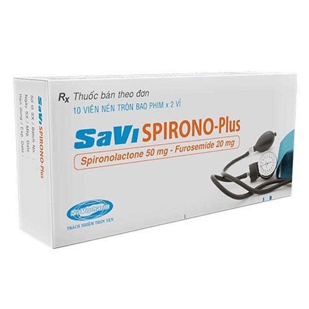 Thuốc Savi Spirono-Plus 50mg/20mg điều trị tăng huyết áp (2 vỉ x 10 viên)