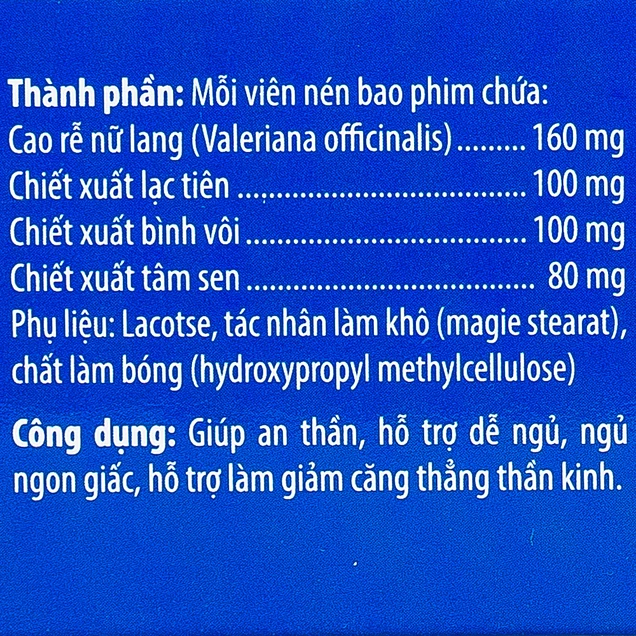 Viên uống Valena Kingphar giúp an thần, hỗ trợ dễ ngủ, ngủ ngon giấc (40 viên)