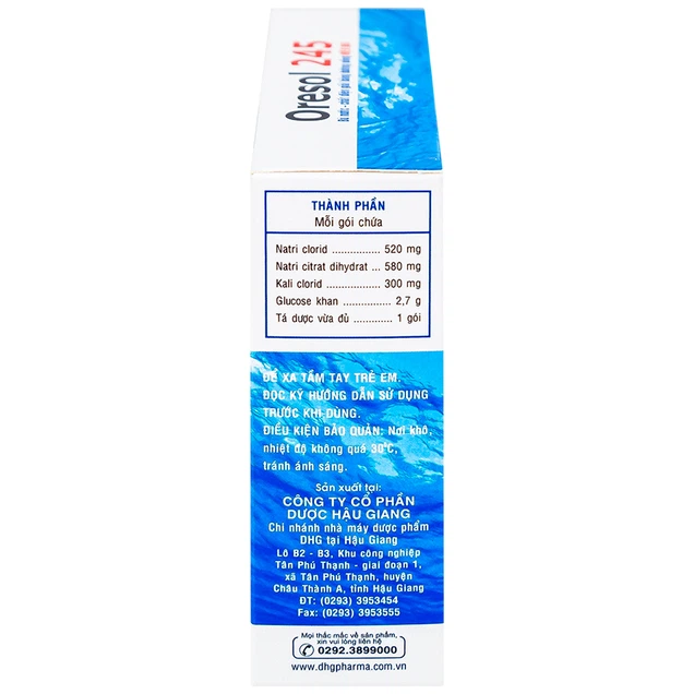 Thuốc Oresol 245 bù nước, bổ sung chất điện giải (4,1g x 20 gói)