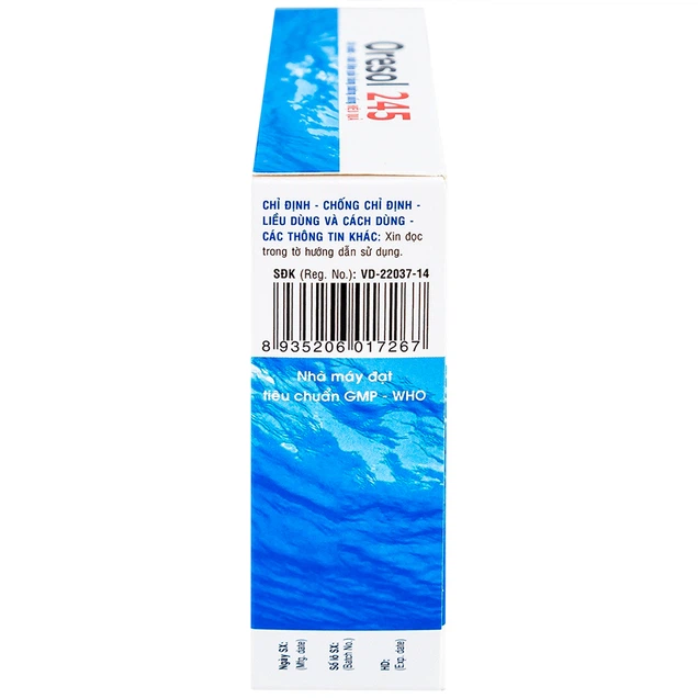 Thuốc Oresol 245 bù nước, bổ sung chất điện giải (4,1g x 20 gói)