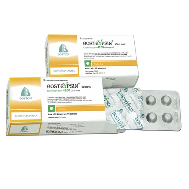 Thuốc Bostrypsin 4200mg Boston hỗ trợ điều trị phù nề sau chấn thương (2 vỉ x 10 viên)