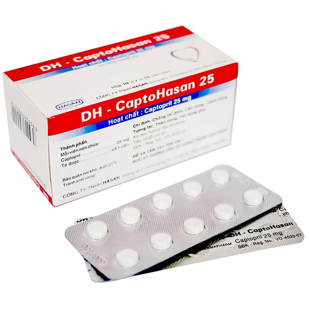 Thuốc DH - CaptoHasan 25mg điều trị tăng huyết áp (10 vỉ x 10 viên)
