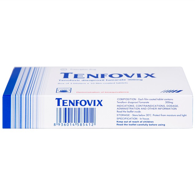 Thuốc Tenfovix 300mg Pymepharco điều trị nhiễm HIV, viêm gan siêu vi B (3 vỉ x 10 viên)