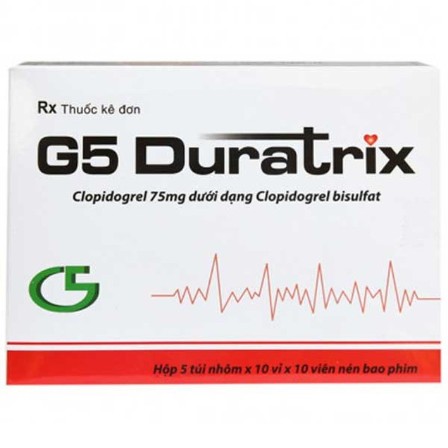 Thuốc G5 Duratrix 75mg Hà Tây phòng rối loạn do nghẽn mạch huyết khối (500 viên)