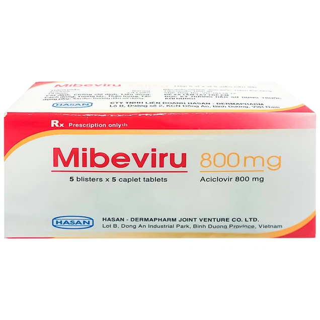 Thuốc Mibeviru 800mg Hasan điều trị thủy đậu, nhiễm Herpes zoster (5 vỉ x 5 viên)