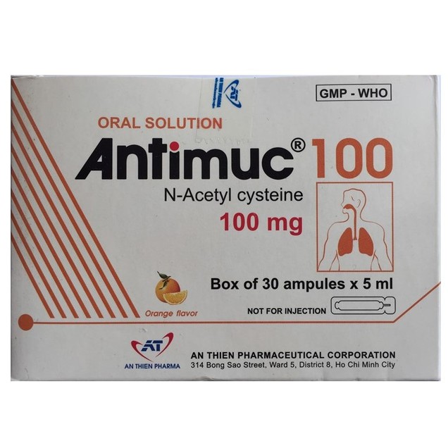 Thuốc Antimuc 100mg An Thiên hỗ trợ tiêu chất nhày (30 ống x 5ml)