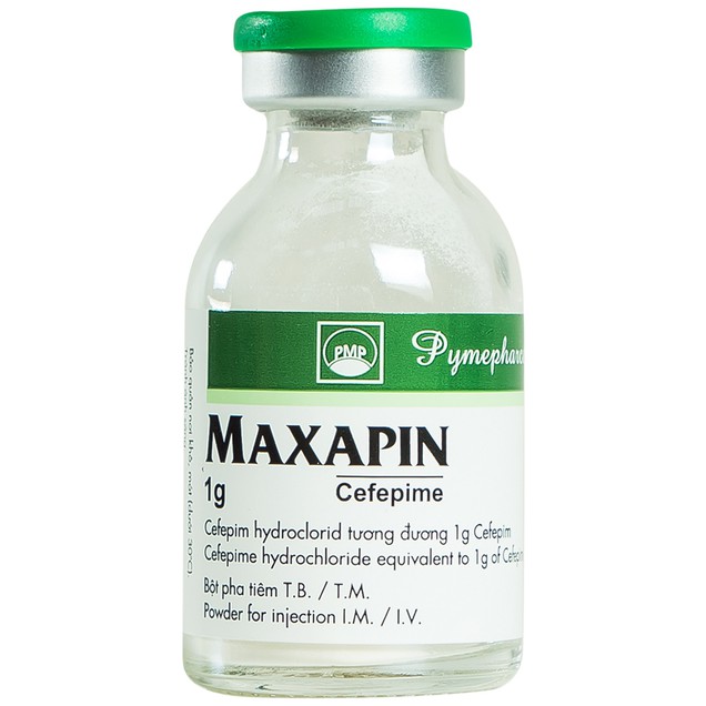 Bột pha tiêm Maxapin 1g Pymepharco điều trị nhiễm khuẩn (10 lọ x 10 nước pha x 15ml)