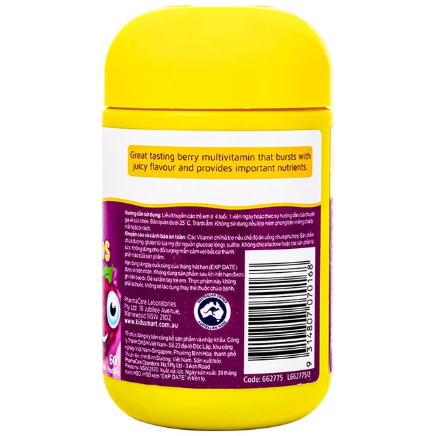 Viên nhai Kids Smart Vita Gummies Nature's Way bổ sung vitamin cần thiết từ rau củ (60 viên)