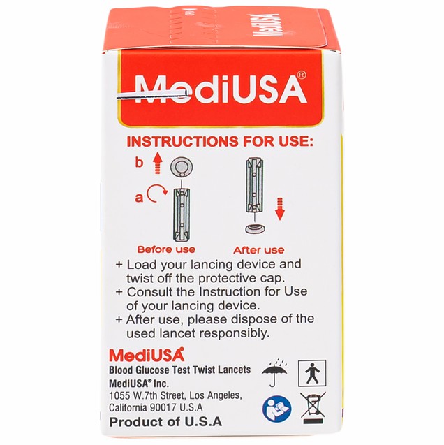 Kim lấy máu MediUSA MM3300 dùng cho máy đo đường huyết (25 Cái)