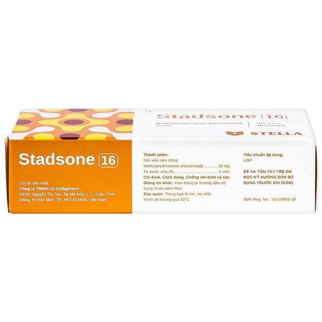 Thuốc Stadsone 16mg Stella kháng viêm, ức chế miễn dịch (3 vỉ x 10 viên)