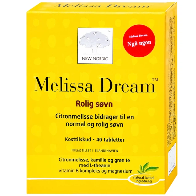 Viên uống Melissa Dream New Nordic hỗ trợ giảm căng thẳng, giúp ngủ ngon (40 viên)