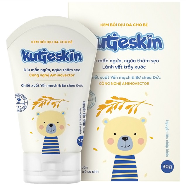 Kem bôi Kutieskin (Trắng) hỗ trợ làm dịu da bé, giảm ngứa do muỗi đốt, tái tạo da nhanh chóng (30g)