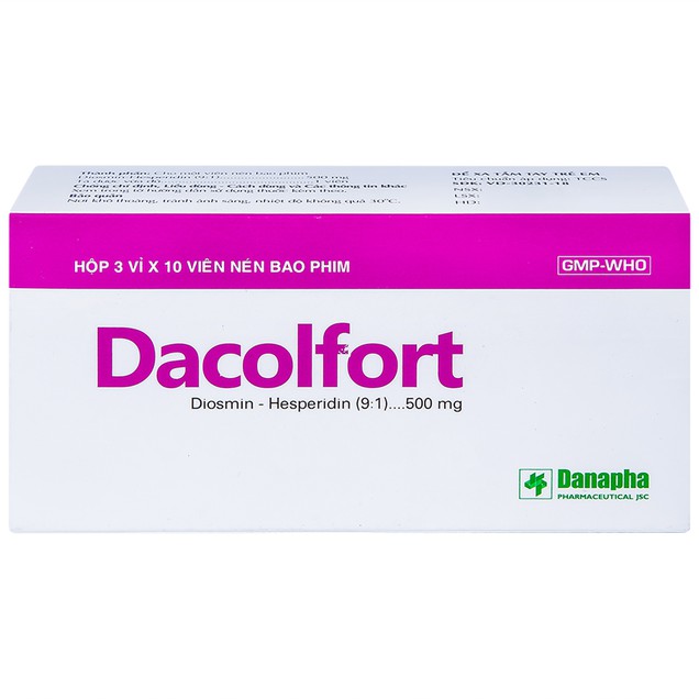 Thuốc Dacolfort 500mg Danapha điều trị suy tĩnh mạch, mạch bạch huyết (3 vỉ x 10 viên)